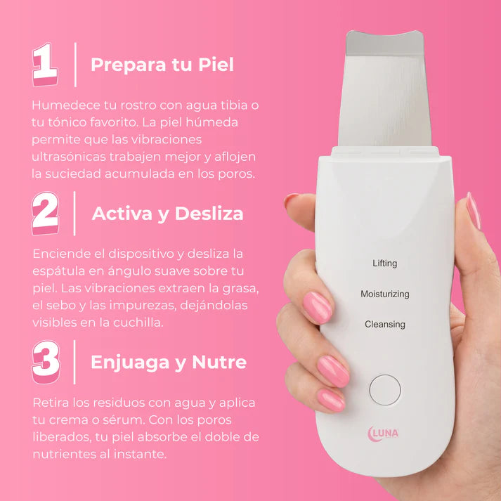 Espátula Facial Ultrasónica SonicGlow™ Inalámbrico 3 en 1🔋