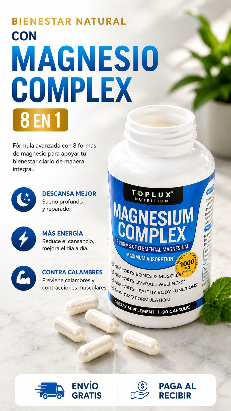 💎Lleva 2 al precio de 1 Magnesium Complex 1000 mg ORIGINAL 8 tipos de magnesio en 1 💊
